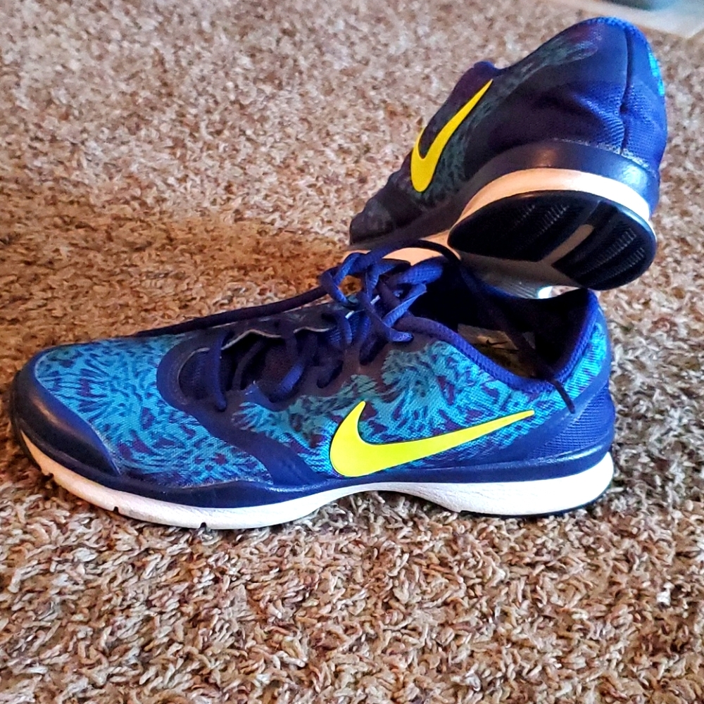 NIKE Double Blue & Chartreuse Tennis Shoes